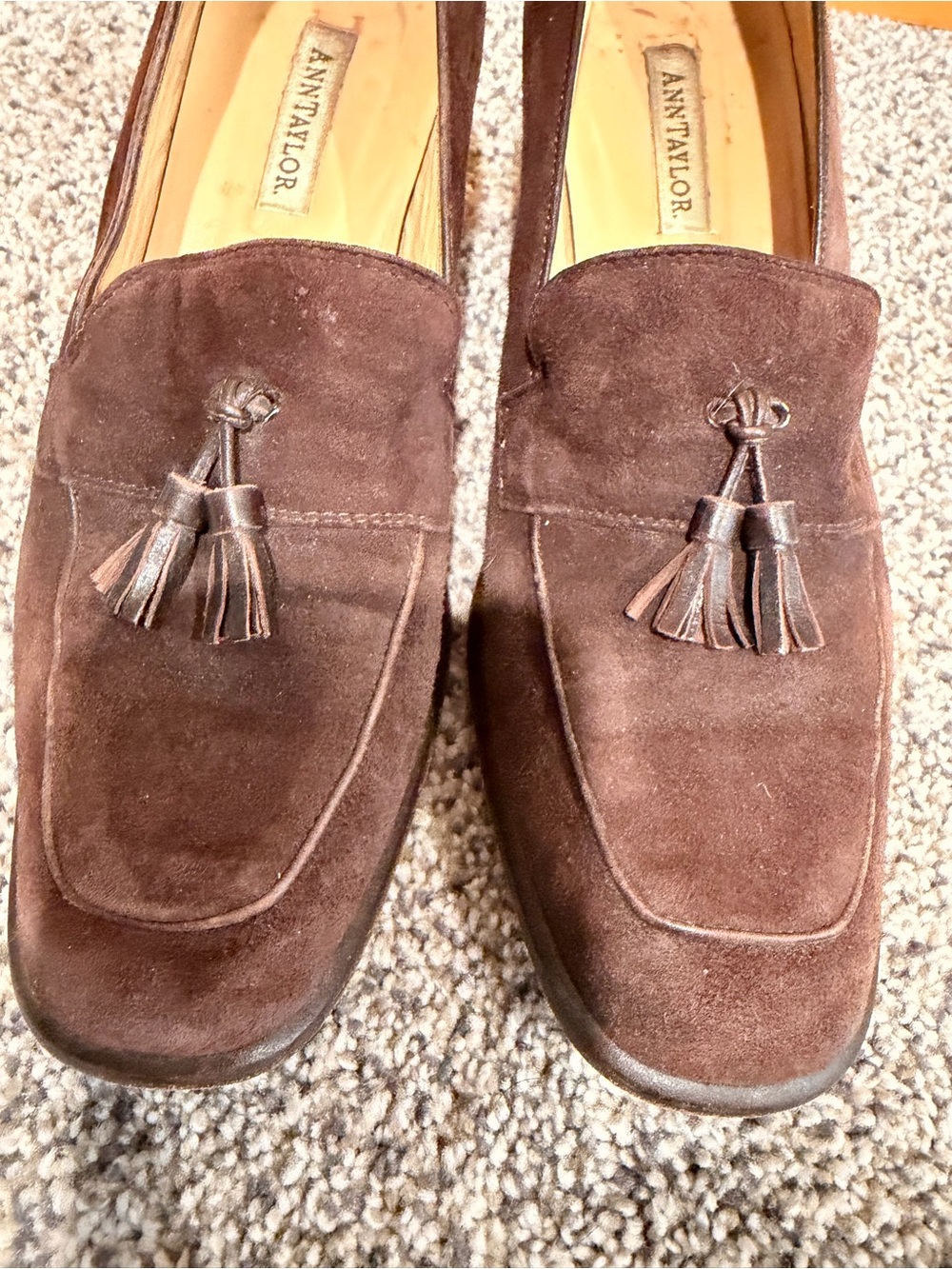 Ann Taylor Brown Suede Tassel Loafers